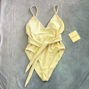 MARA HOFFMAN Gamela Belted One Piece Swim - Cream (NWT)